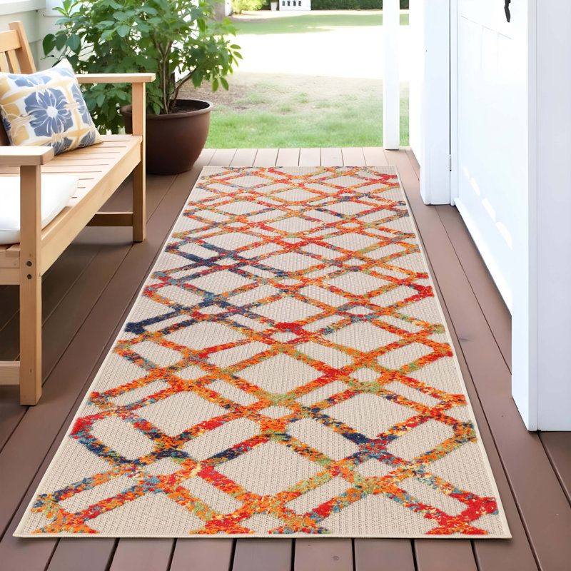 Engstrom Modern Diamond Lattice Indoor Outdoor Area Rug, 2'3"x12'