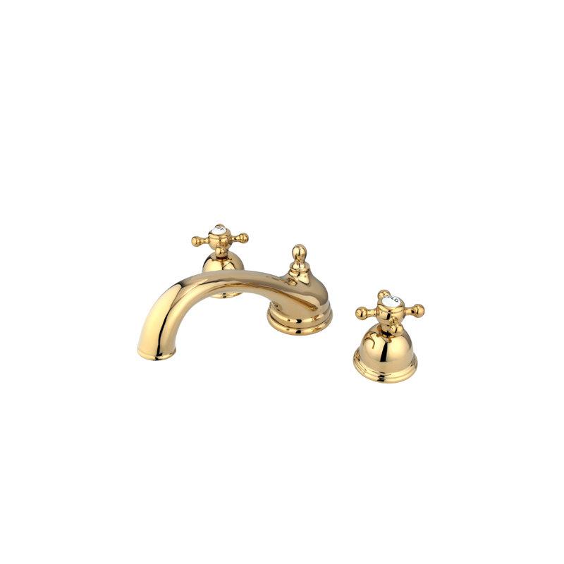 Double Handle Deck Mounted Roman Tub Faucet, Polished Brass