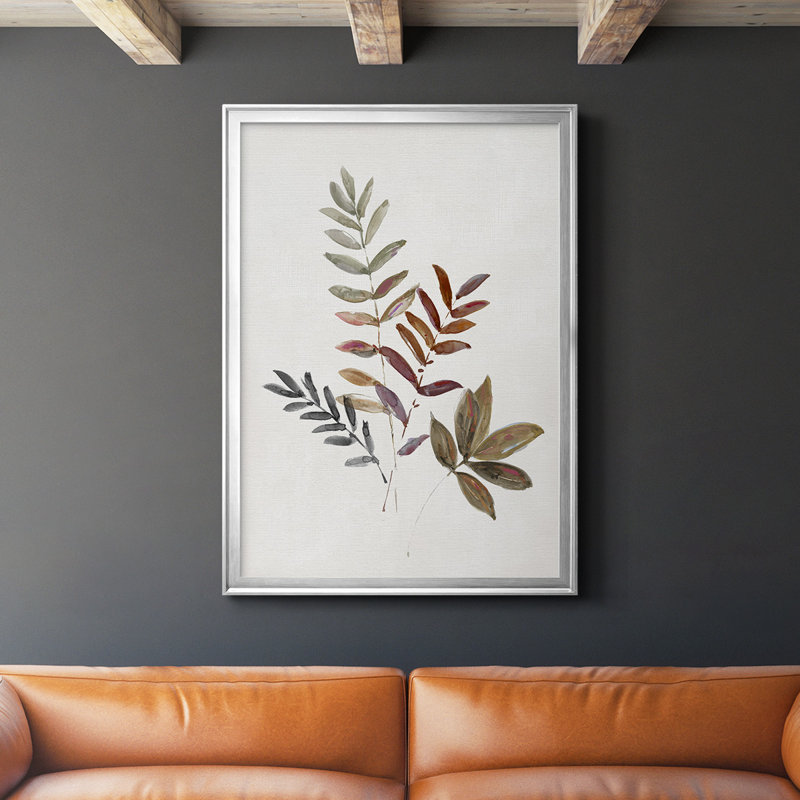 Feuilles d'automne III, toile encadrée de qualité supérieure - prête à être accrochée, H 30,5 po x l 22,5 po, Argent