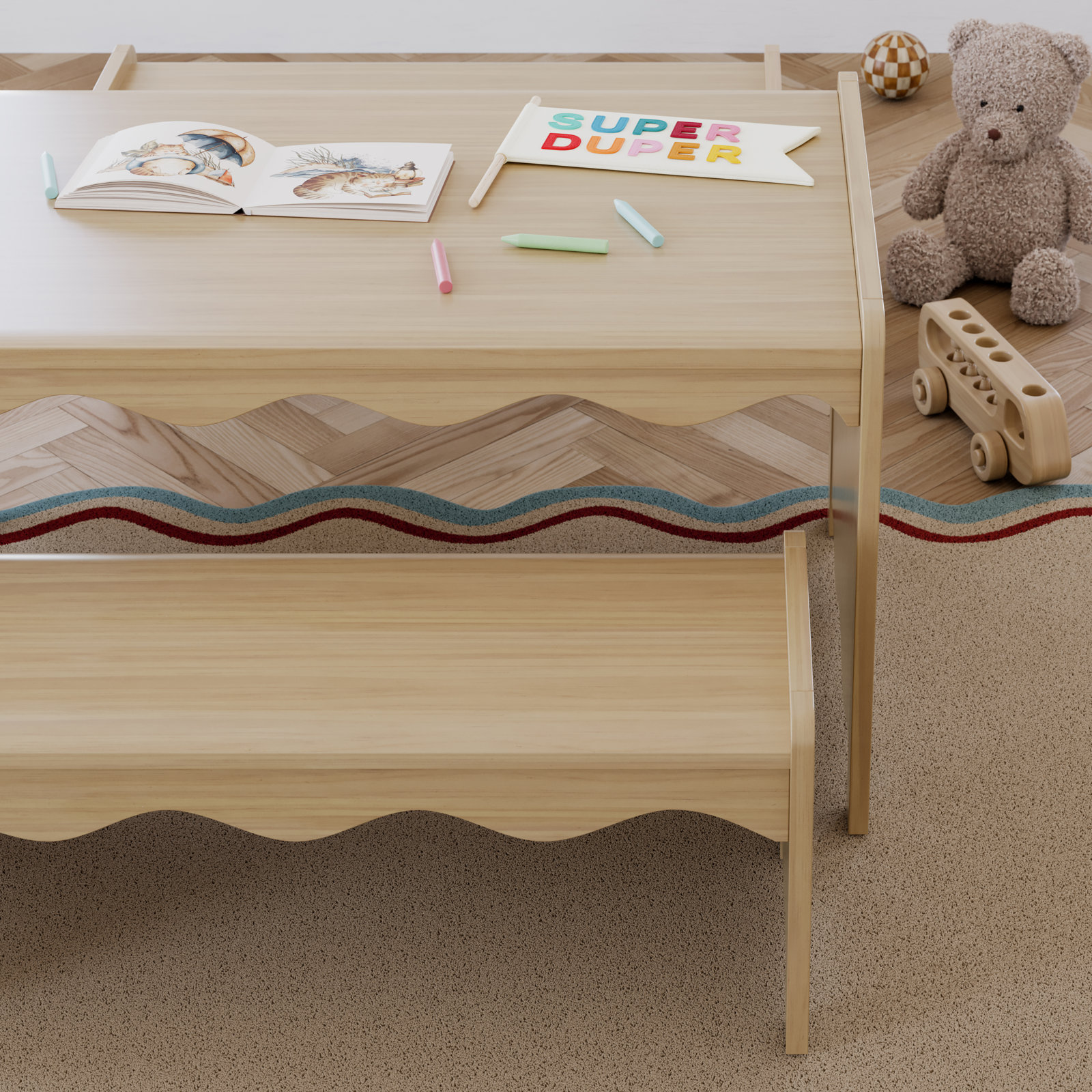 Casablanca Kids Table and Bench Set, Driftwood