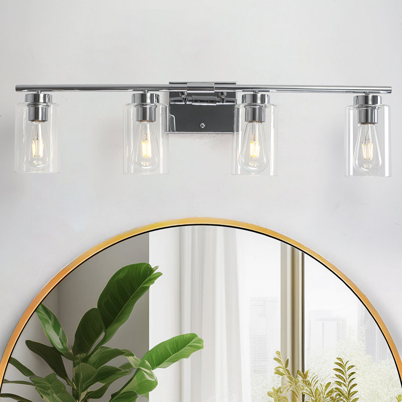Éclairage de salle de bain à 4 lumières à intensité variable, Chrome chrome, Quatre lumières