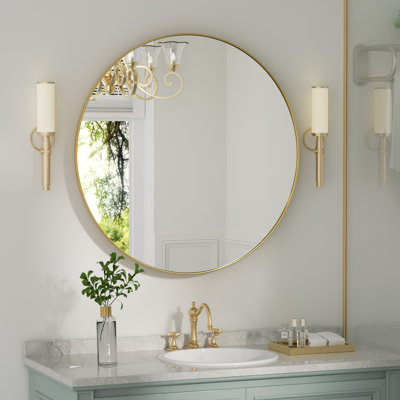 Alauni Metal Round Wall Mirror,Decorative Mirror for Bathroom,Entryway,Hallway 