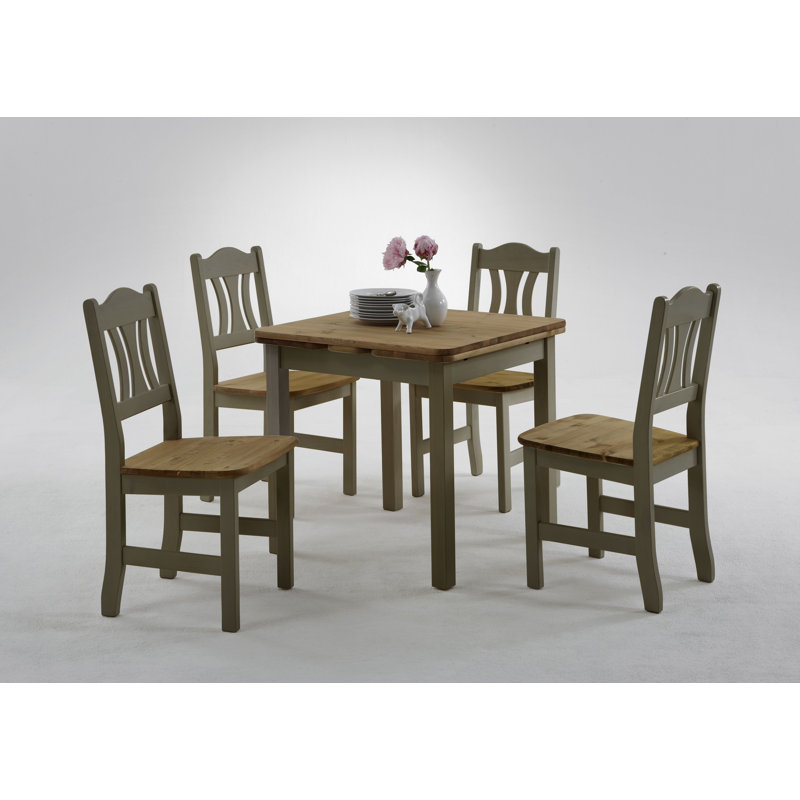 Southsea Extendable Pine Solid Wood Dining Table, Grey/Leach-coloured, H74 x L77 x W104cm