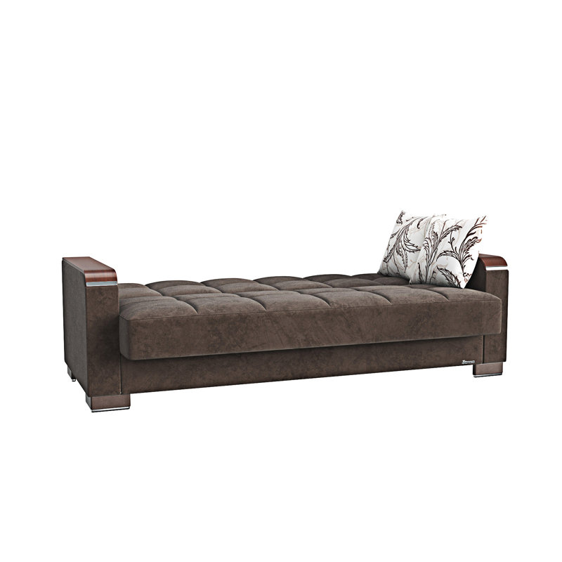 Canapé-lit rembourré convertible avec rangement, Microfibre brun foncé