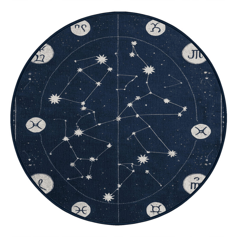 Machine Washable Space Gray Area Rug, Round 3'