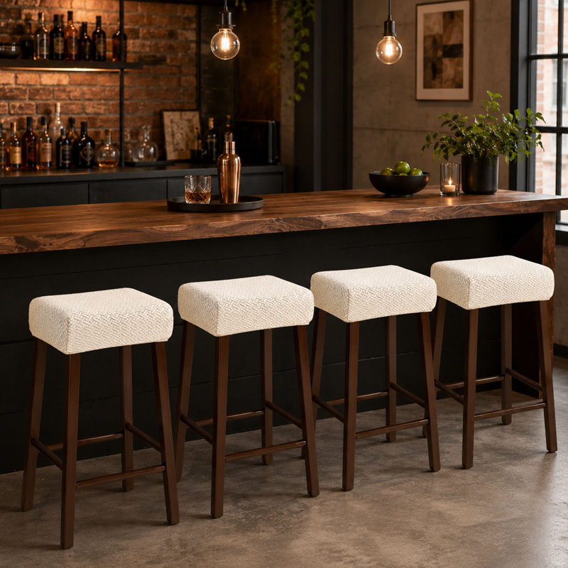 Ensemble de 4 housses de tabouret de bar en jacquard extensible