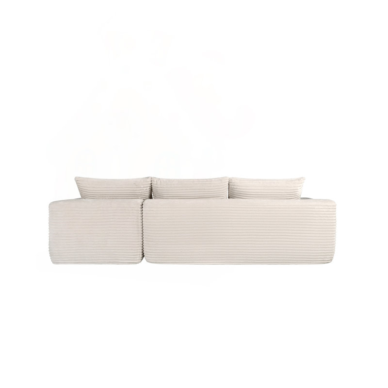 Canapé modulaire 108 po Cloud avec méridienne en forme de L et poches latérales, White
