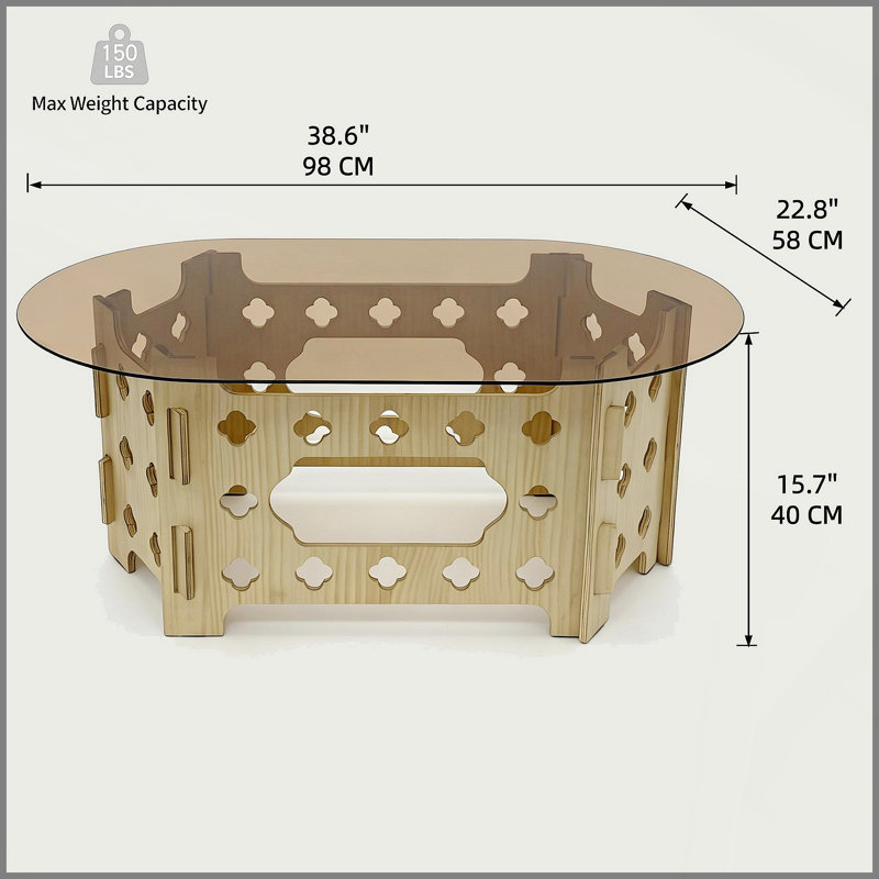 Table basse ovale, 15.75" H x 38.58" W x 22.83" D