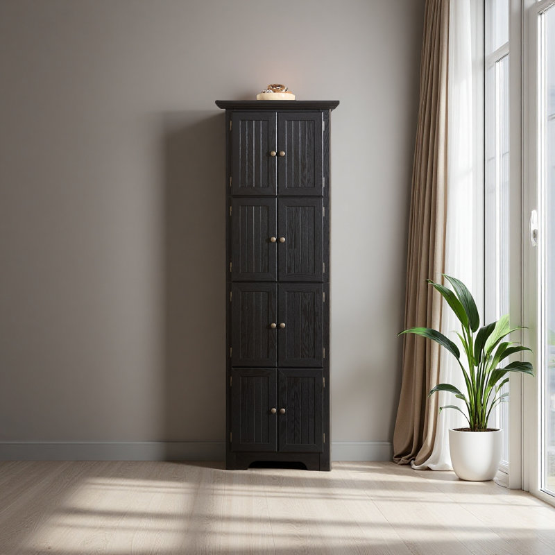 4-Tier 72" Corner Kitchen Pantry Storage Cabinet With 8 Doors Tall Storage Cabinet, Corner Cabinet And Shelves, Home Farmhouse Bookshelf Cabinet For Bathroom, Living Room, Kitchen