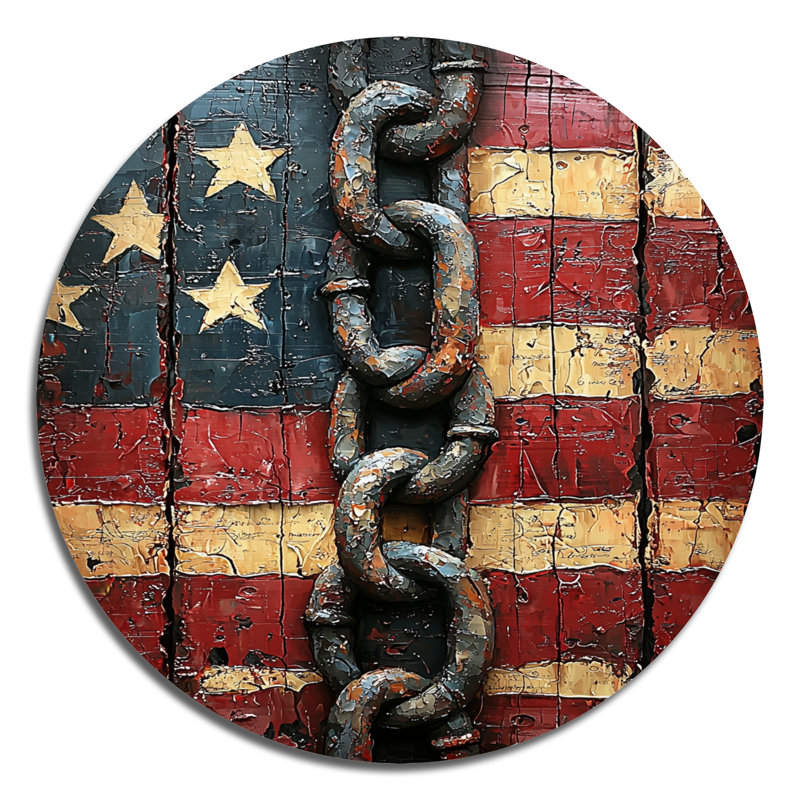 Abstrait brisant les chaînes de l'inégalité USA I - Patriotiste américain, impression sur métal, H 29 po x l 29 po