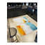 Tapis décoratif moderne à motif abstrait bleu fumée et lavable à la machine-1216618936