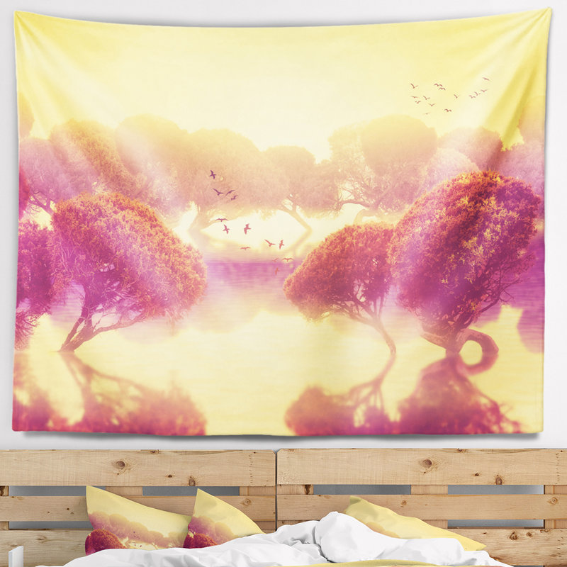 Tapisserie paysage de jardins japonais paisibles, H 78 po x l 92 po