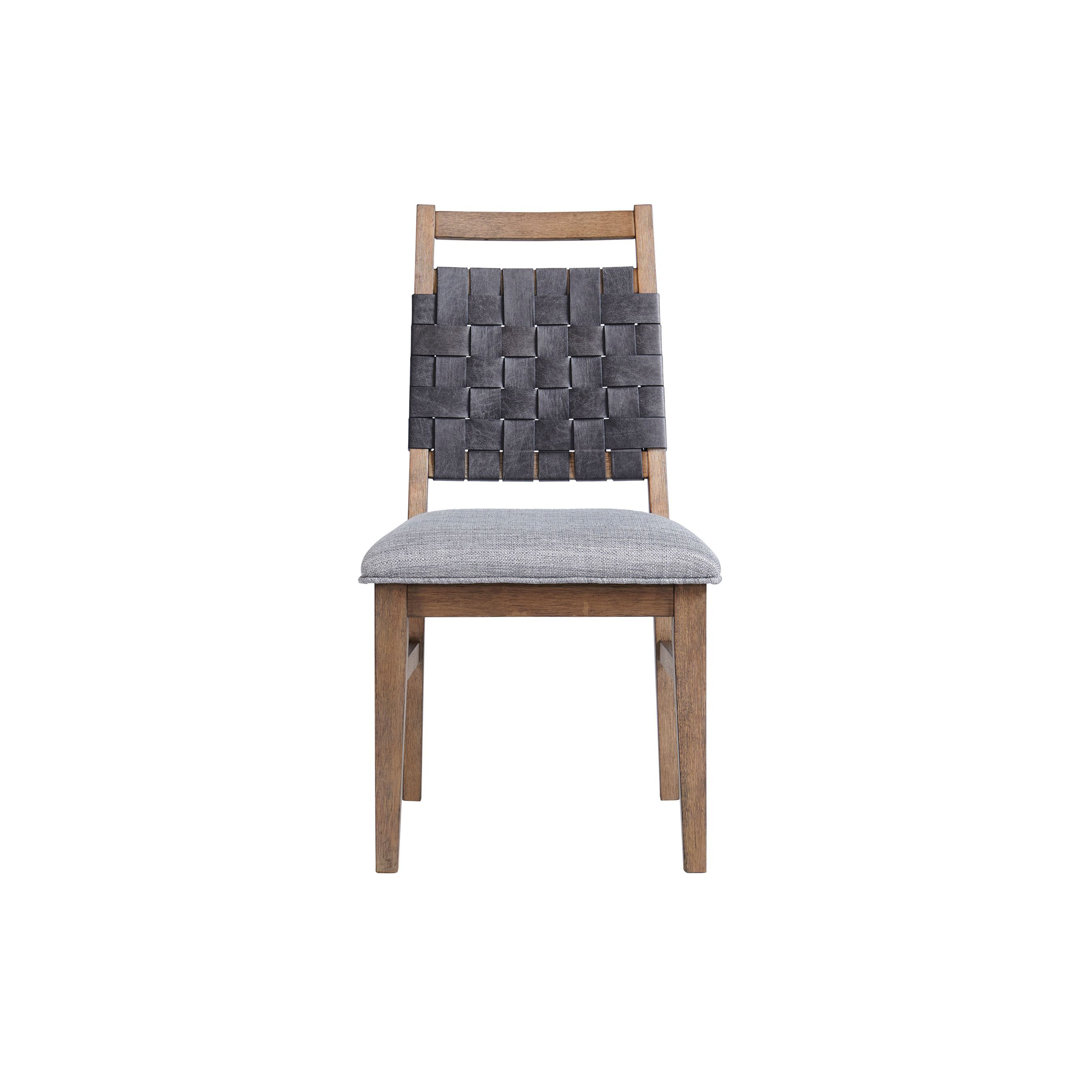 Raayan Side Chair with Woven Back and 4 Legs, Weathered Chestnut (Set of 2) Wildon Home®