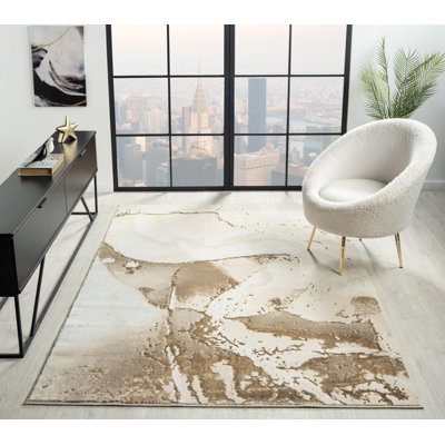 Nason Collection Abstract Beige/Cream Area Rug,