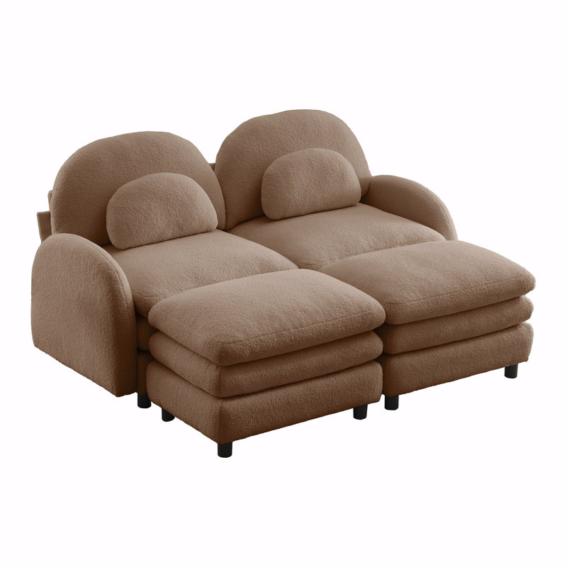 Canapé 2 places Teddy, Combinaison chameau, H 35,4 po x l 68,5 po x P 55,5 po