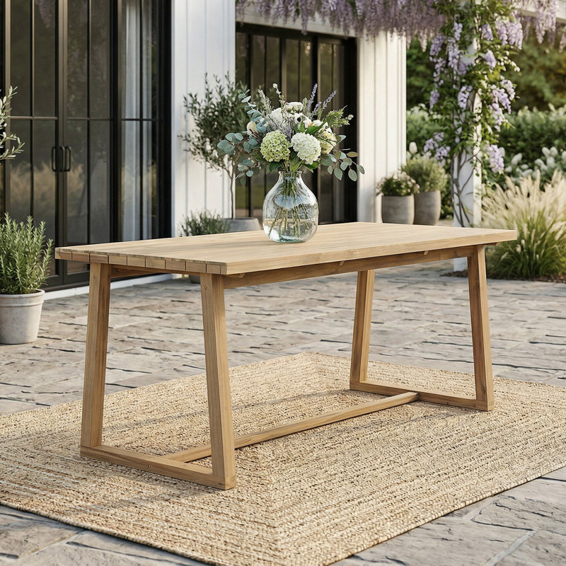 Table d'extérieur pour patio, cour arrière, jardin, Teck clair