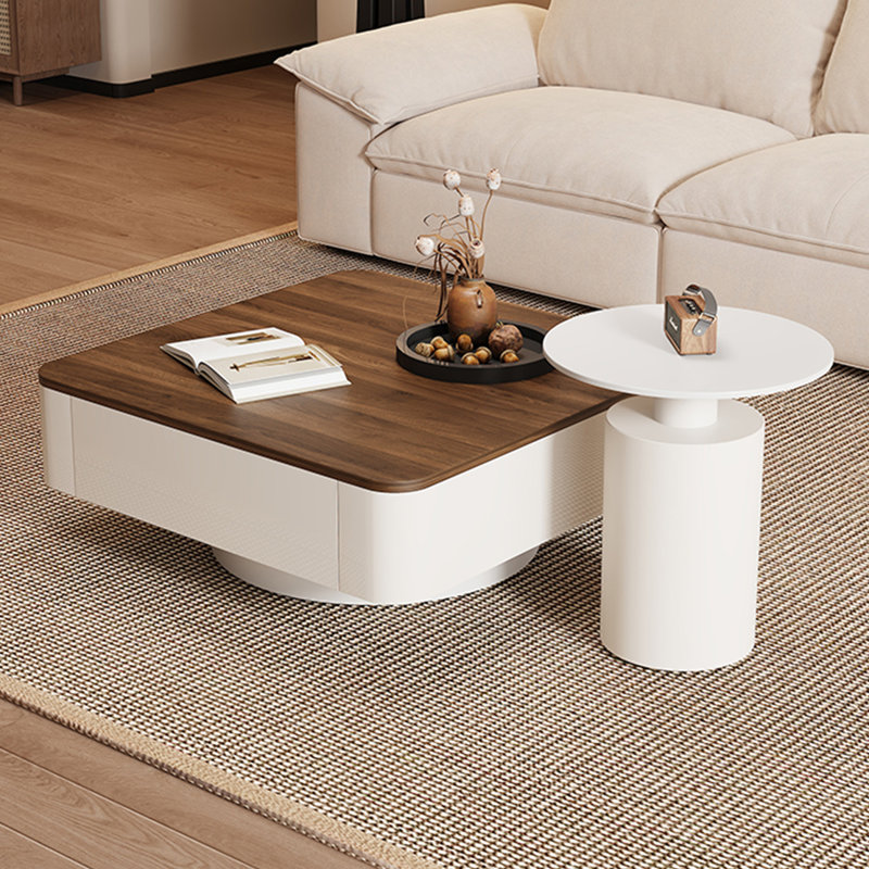 Minimalist Square Coffee Table Set, White, 13" H x 31.5" L x 31.5" W