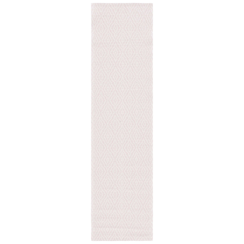 Martha Stewart 484 Cotton Geometric Rug in Pink/Ivory, Runner 2" x 8"