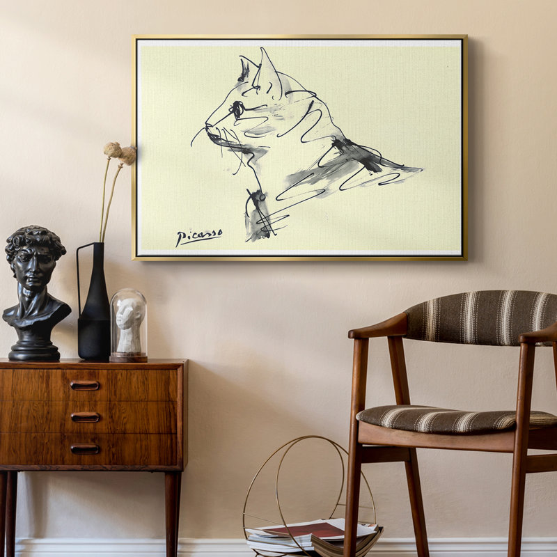 Chat (Le Chat), c. 1960 - Pablo Picasso, toile tendue avec châssis, 24 po x 36 po, Doré