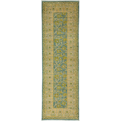 Tapis de couloir contemporain en laine noué à la main de conception unique Solo Rugs, lin, 3 x 10