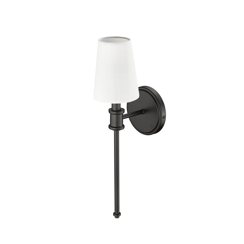 Grande applique à bras en acier avec abat-jour en tissu 19 po Yelissa, Nickel poli