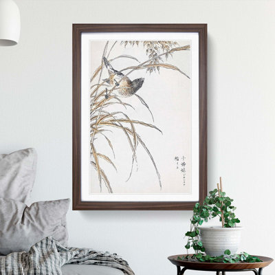 Japanese Grey Bunting Bird by Numata Kashu - Picture Frame Painting Print