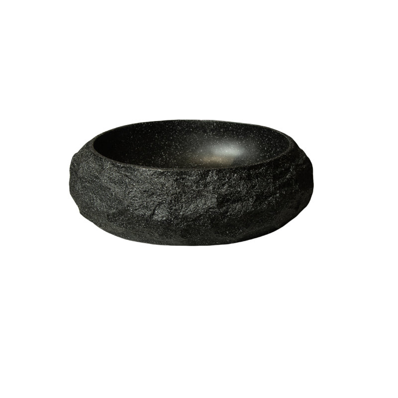 20" Bathroom Sink Irregular Oval Resin Vessel Basin With Stone Pattern Artistic Style Sink NO Faucet, Dark Gray
