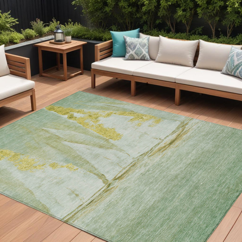 Tapis intérieur / extérieur 10 pi x 14 pi vert et doré