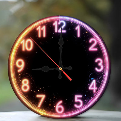 Neon Style Gradient Clock Face Numbers