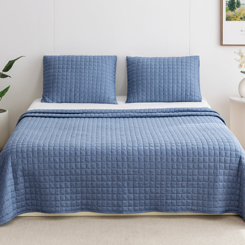 Soft Jersey Knit All Seasons Quilted Quilt Set With Pillow Shams, Queen Quilt + 2 Standard Shams, Heather Taupe