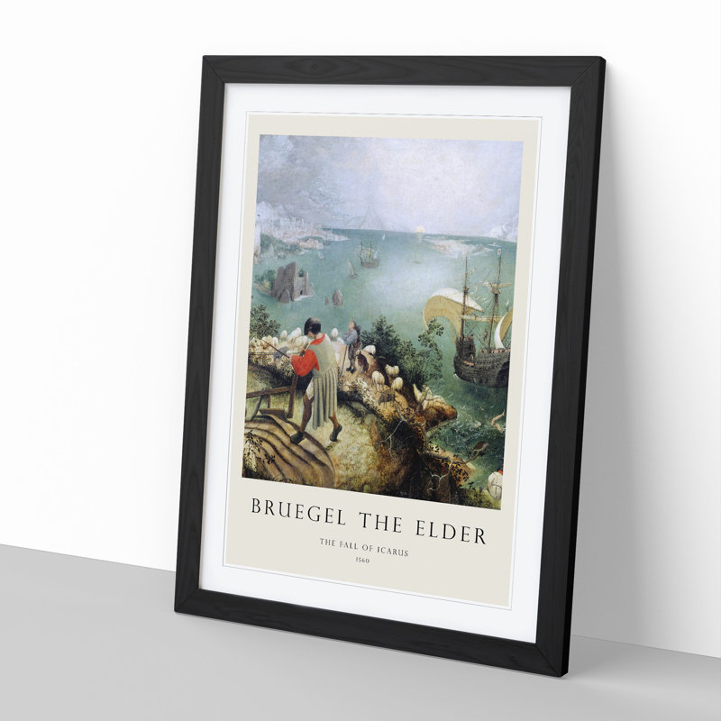 The Fall of Icarus by Pieter Bruegel the Elder - Picture Frame Painting, Black Framed, 36cm H x 27cm W x 2cm D