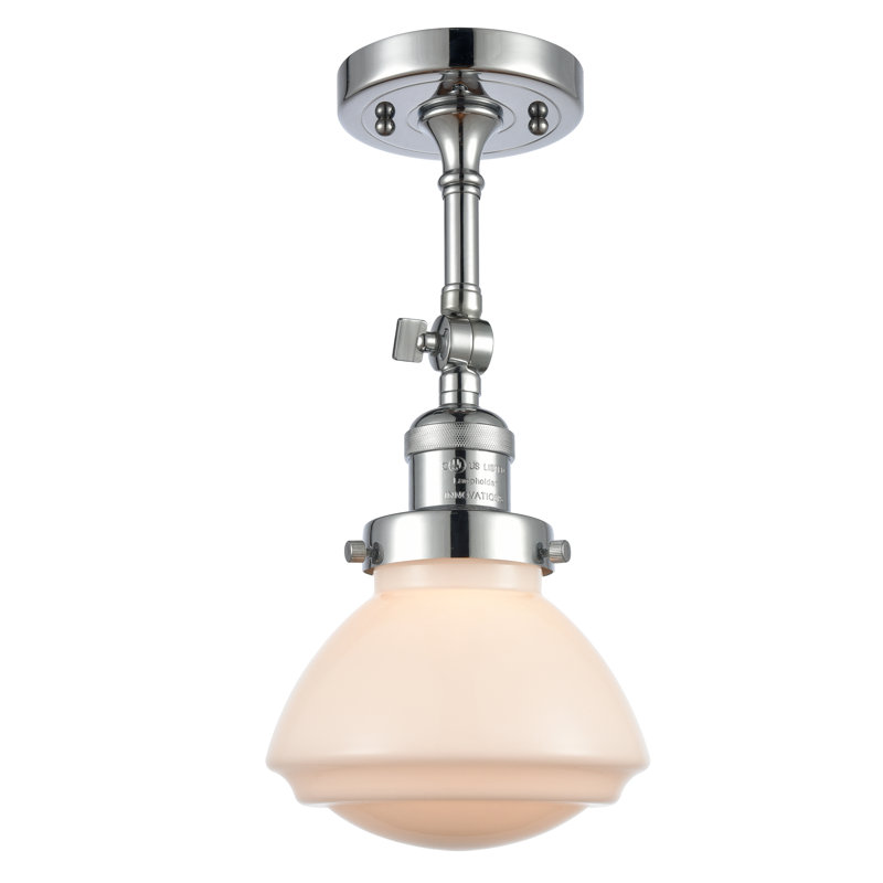 Plafonnier semi-encastré 1 lumière 6,75 po Chesterville, Ampoule non incluse, Blanc mat, Chrome poli