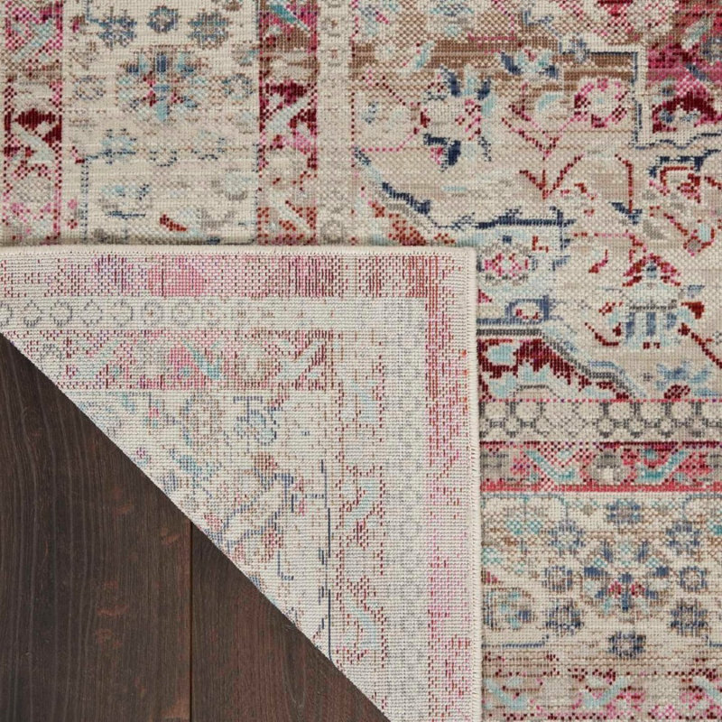 Red Rug, Bordered Floral Rug, Traditional Stain Resistant Rug, Persian Rug For Bedroom, Dining Room, Rectangle 61 x 115cm