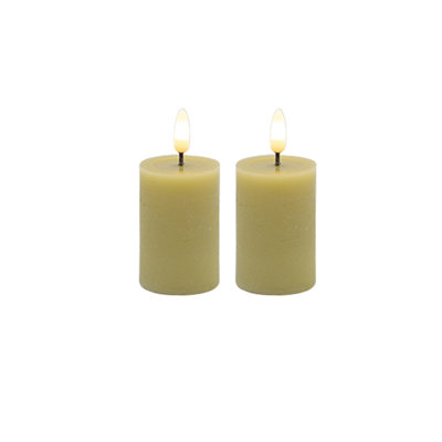 2 Pc Set Flameless Pillar Candle