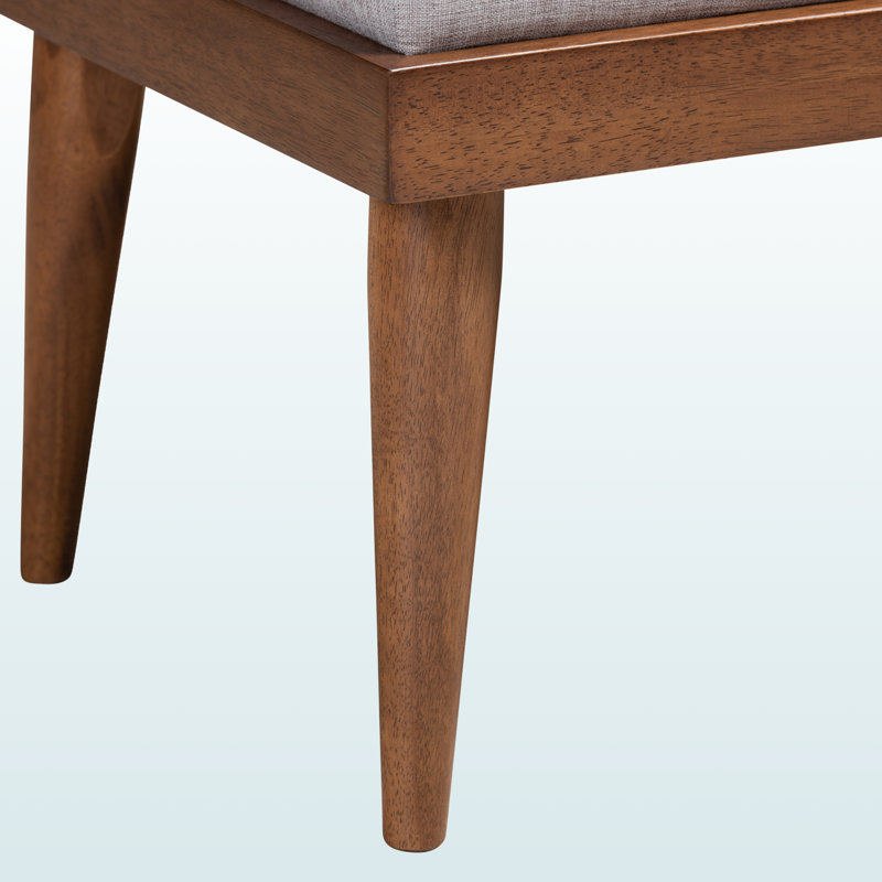 Flynn Greyish Beige Fabric Upholstered Button Tufted Bench, 17.22" H X 47.04" W X 17.37" D