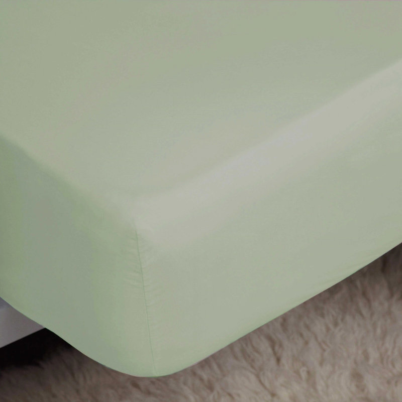 Plain Dye 200 TC Egyptian-Quality Cotton Egyptian Cotton Fitted Sheet, Kingsize (5'), Thyme