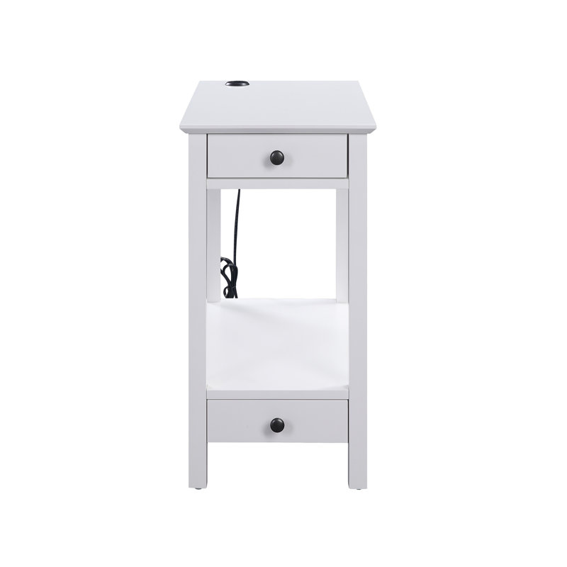 Table d'appoint Byzad à finition blanche avec USB