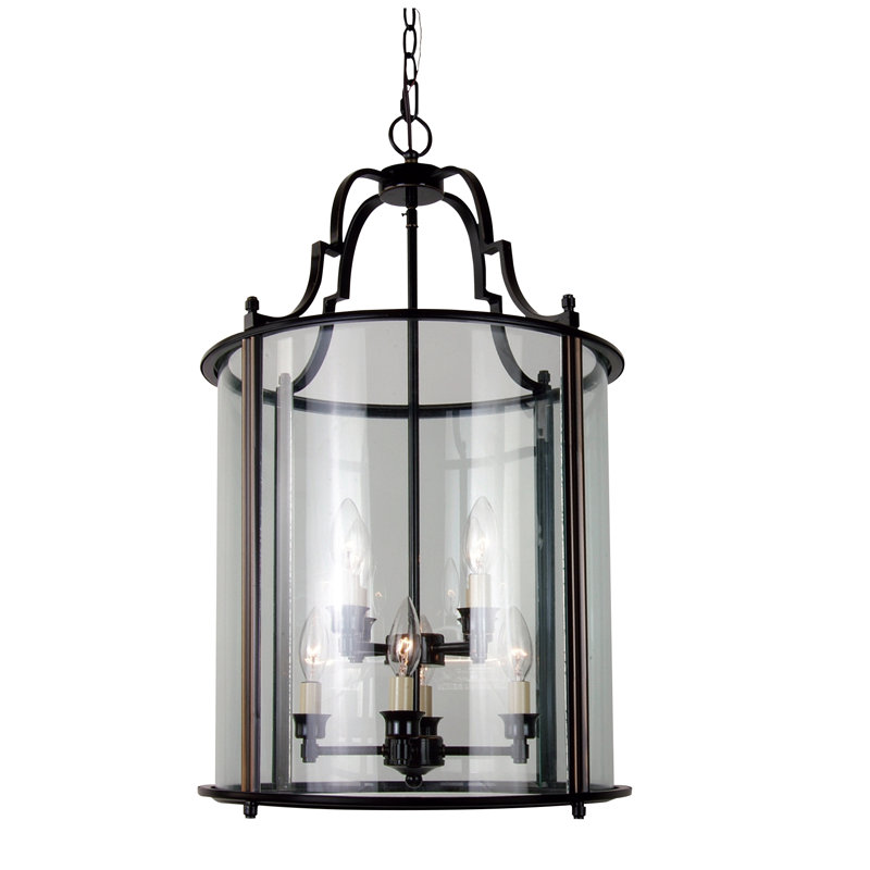 8-Light Bronze Pendant With A Clear Glass Shade, Bronze, 27" H x 17" W x 17" D