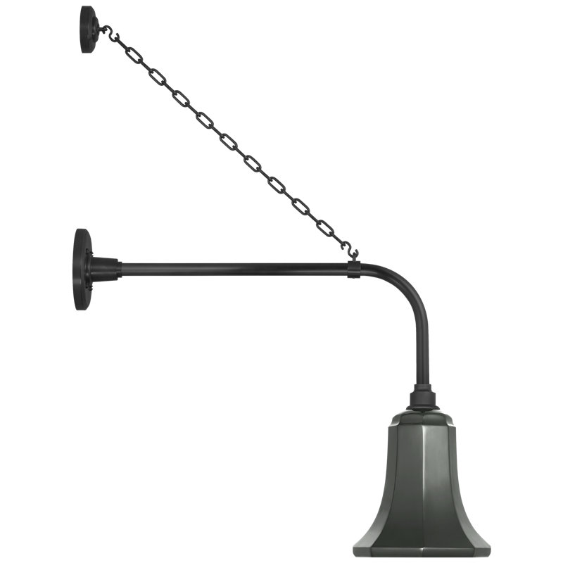 Thomas O'Brien, "Academy 20" Anchored Rex Barn Light in Matte Black with 9.25" White Savannah Shade, Matte Black, Gray