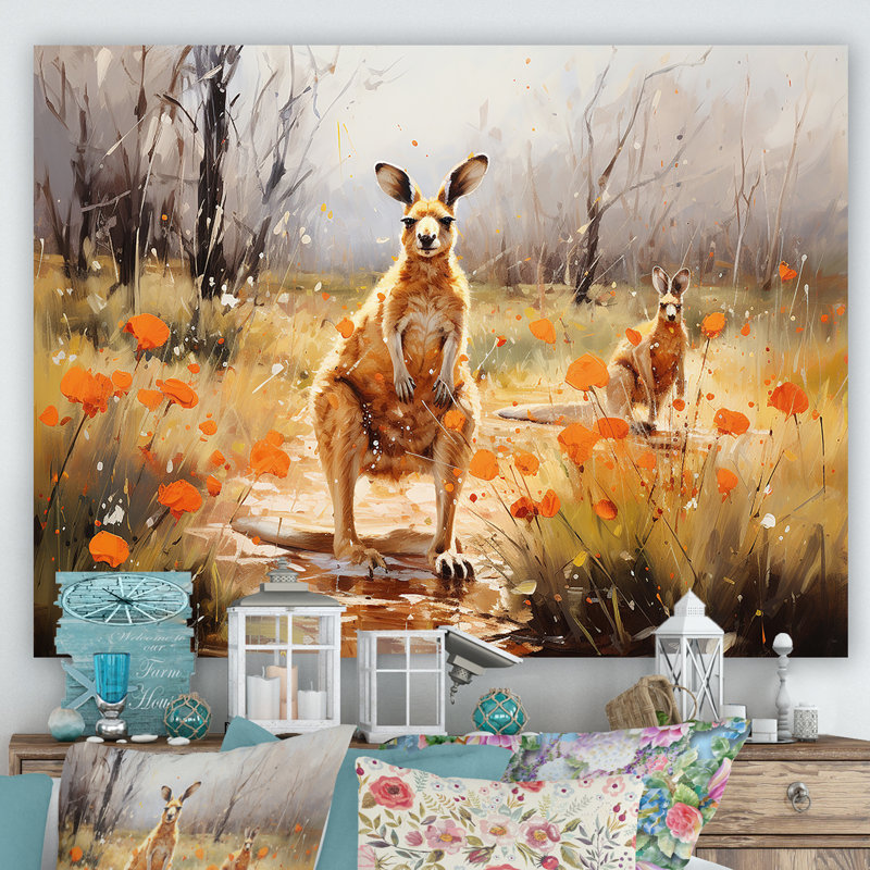 Chemin de kangourou en Australie sur toile, Toile tendue, H 12 po x l 20 po x P 1 po