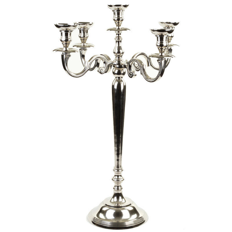Metal Candelabra, 12" H x 6" W x 6" D, Silver