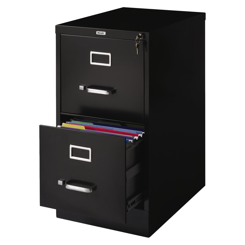 15 " Wide 2 Steel Vertical Filing Cabinet, Black