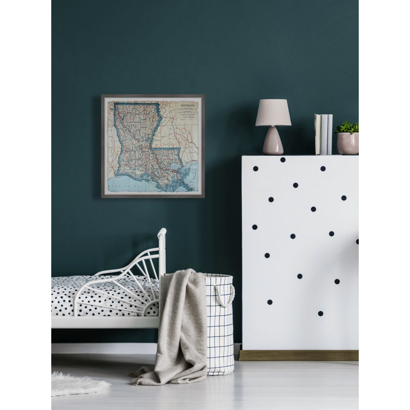 «Blue Louisiana Map», impression encadrée, H 12 po x l 12 po x P 1,5 po