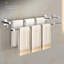 Porte-serviettes en acier inoxydable 304 avec deux tiges pour la salle de bain - Porte-serviettes de bain mural antirouille (installation sans perceuse ou permanente)