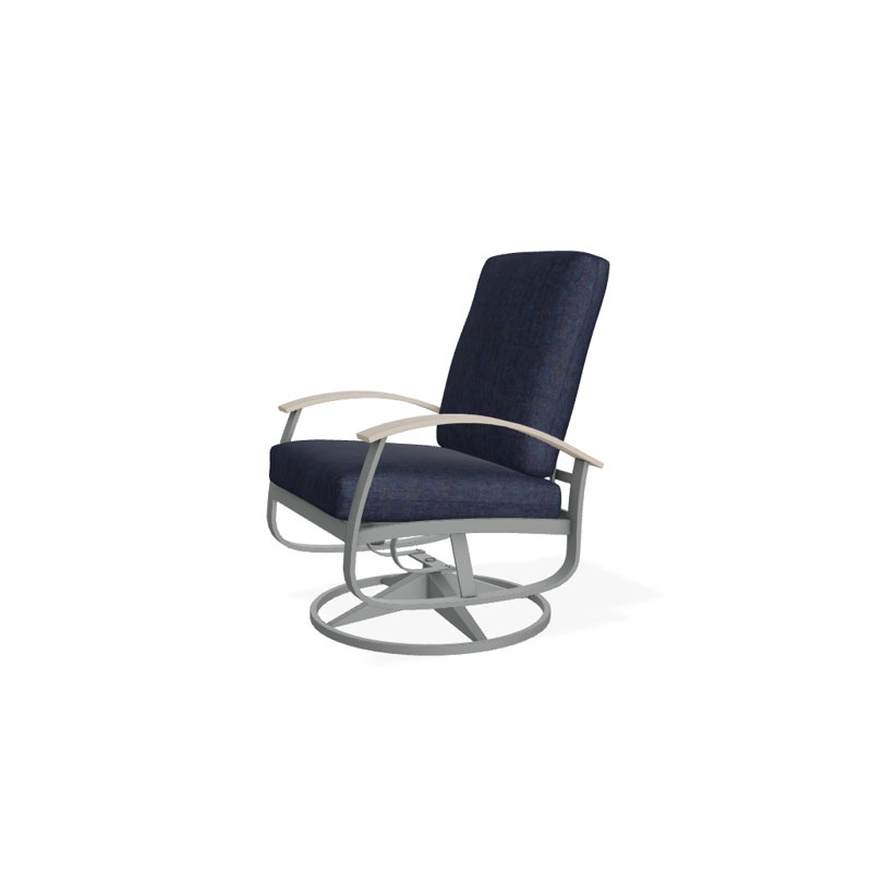 Chaise de patio pivotante avec coussin Askar, Spectre indigo Sunbrella®, Graphite texturé, Désert P60
