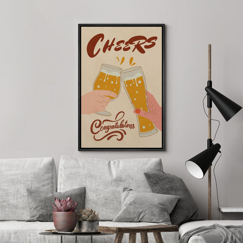 «Cheers, Encadré chambre des maîtres», reproduction d'art sur toile, Noir, noir, noir, noir, H 24 po x l 16 po