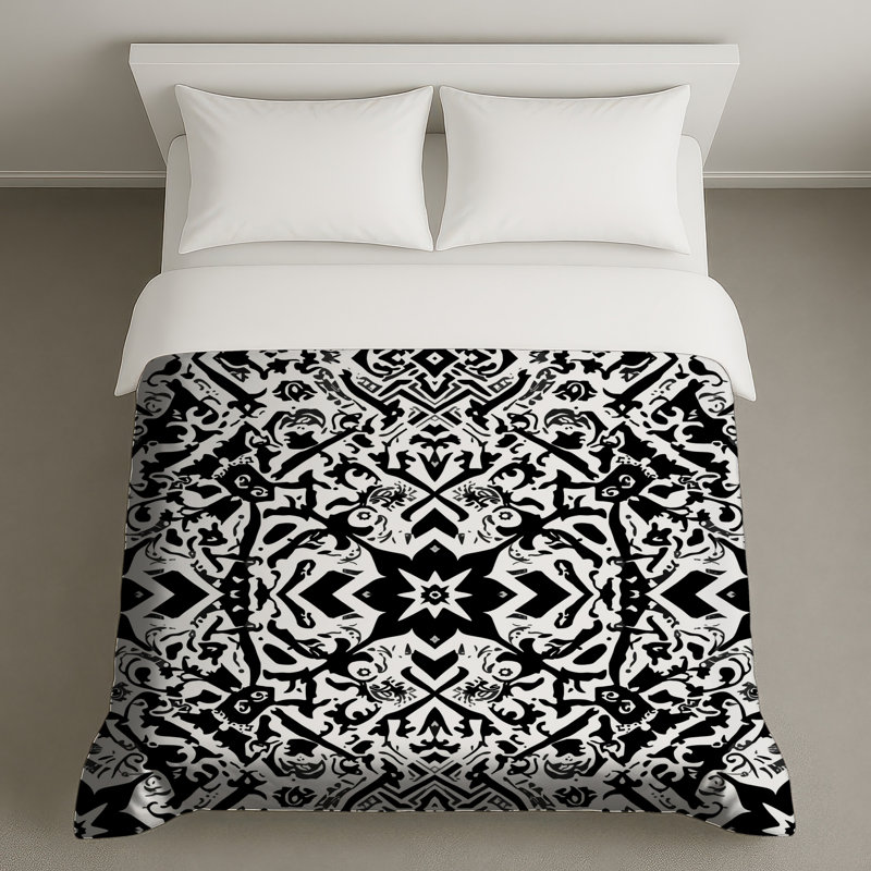 Housses de couette noires et blanches, Grand lit
