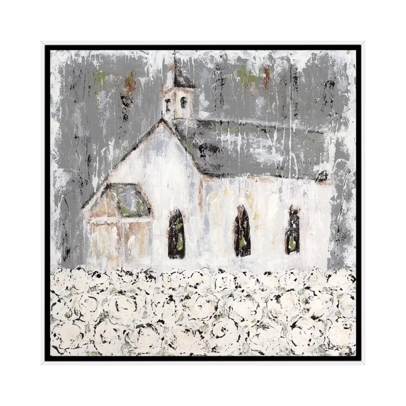 « Cottonfield Chapel » par Ashley Bradley, reproduction d’art, H 37 po x l 37 po x P 1,5 po, Toile blanche encadrée