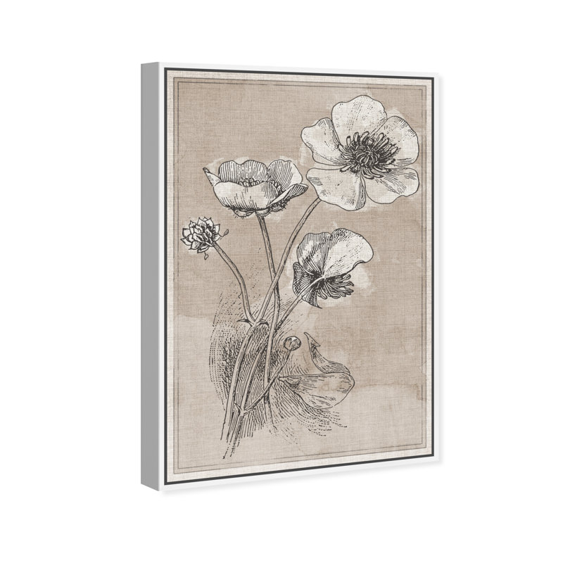 " Poppies On Linen " by Oliver Gal, White Framed, 54" H x 36" W