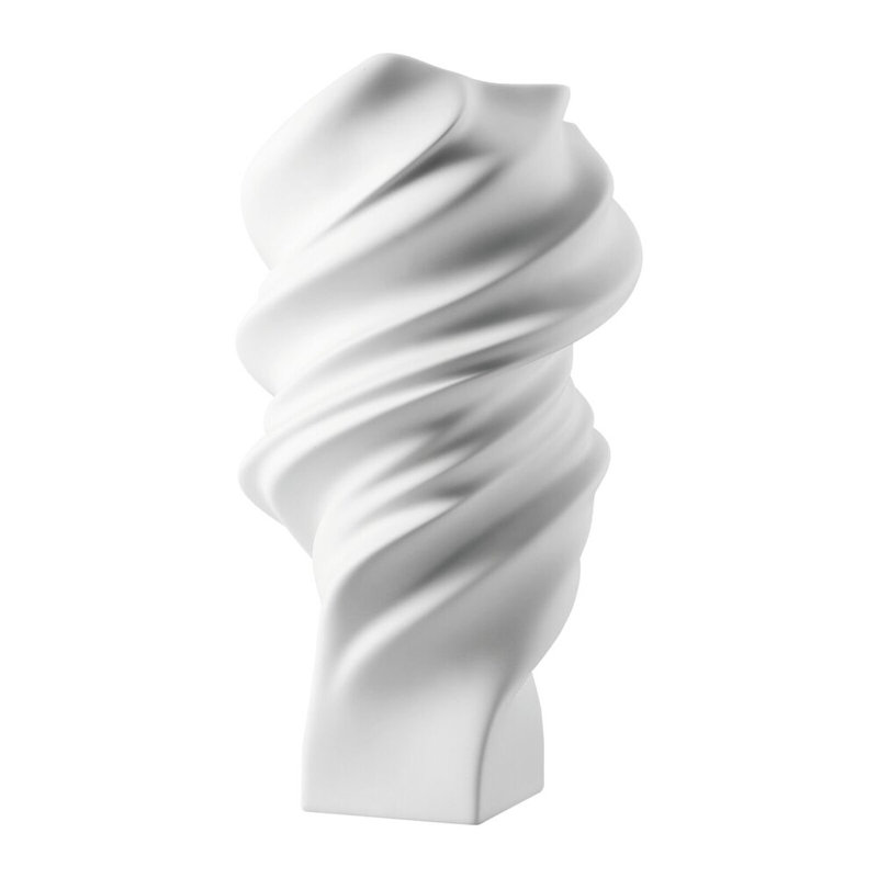 Squall Porcelain China Table Vase, White Matte, 13.75" H x 7.75" W x 7.25" D